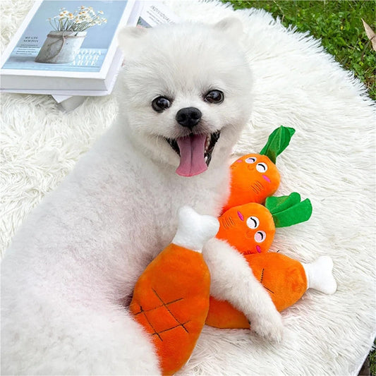 Plush Chicken Leg Dog Chew Toy - Soft Durable Pet Chewing Toy For Small Medium Dogs Puppy Teething Play Supplies | Purrfect Pet Kingdom