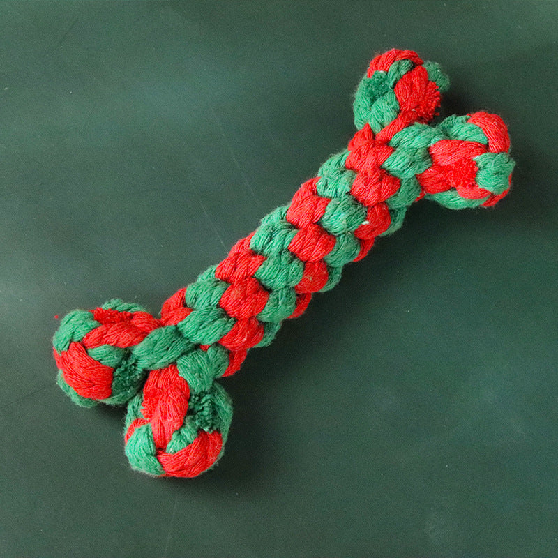 Christmas Pet Cotton Rope Cane Toy Set Bite-resistant Molar Interactive Dog Toy Teeth Clean Festive Toy For Small Medium Dogs - Majestic Pet Kingdom