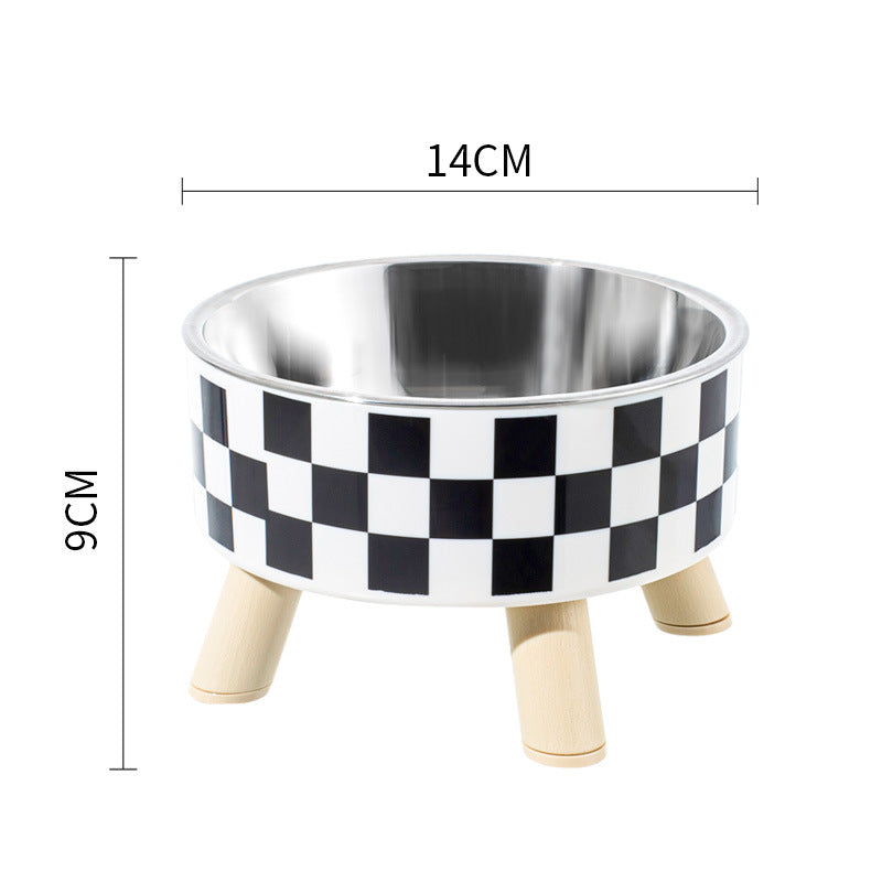 Dog Bowl Stainless Steel Polka Dot Four-Leg Elevated Raised Dish - Detail Angle 4 | Majestic Pet Kingdom