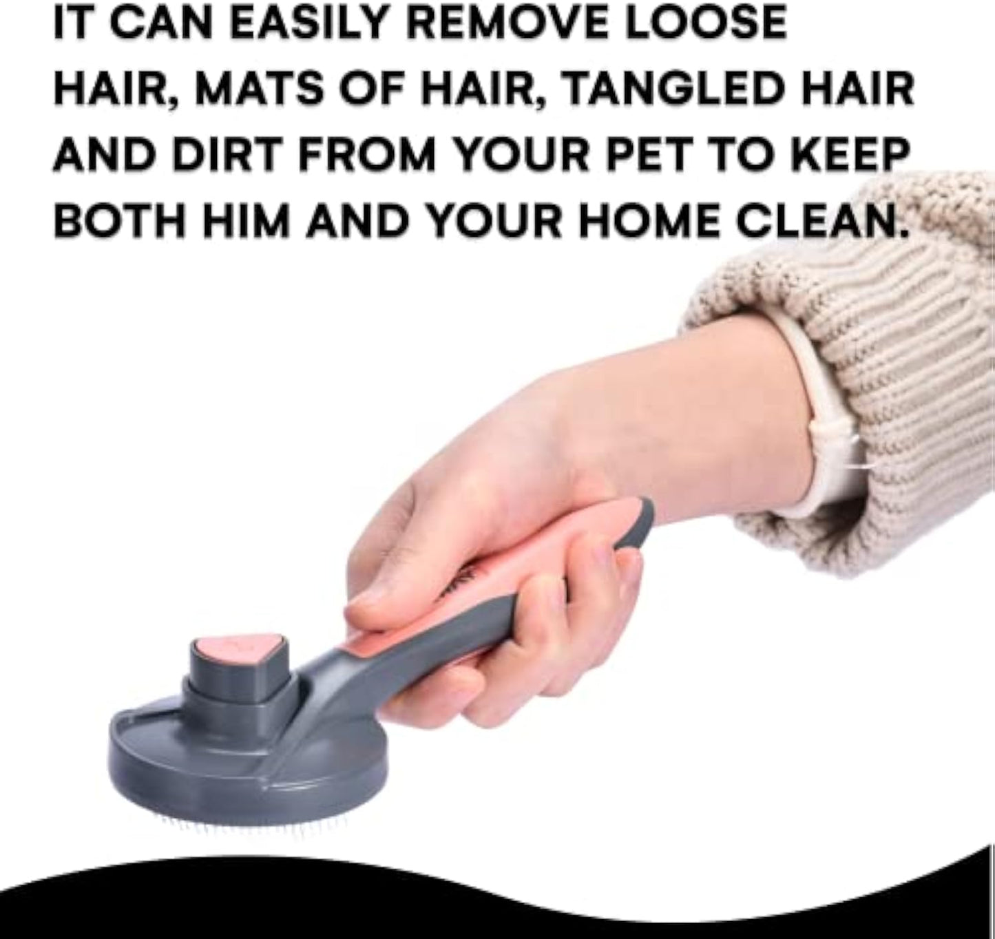Dog Slicker Brush Self-Cleaning Deshedding Massage Comb Tool - Detail Angle 5 | Majestic Pet Kingdom
