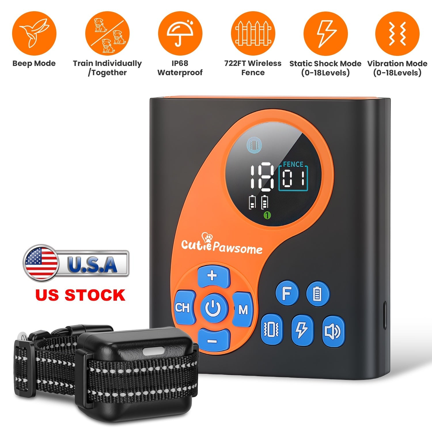 Wireless Dog Fence System with Training Collar - 722FT Range | Purrfect Pet Kingdom