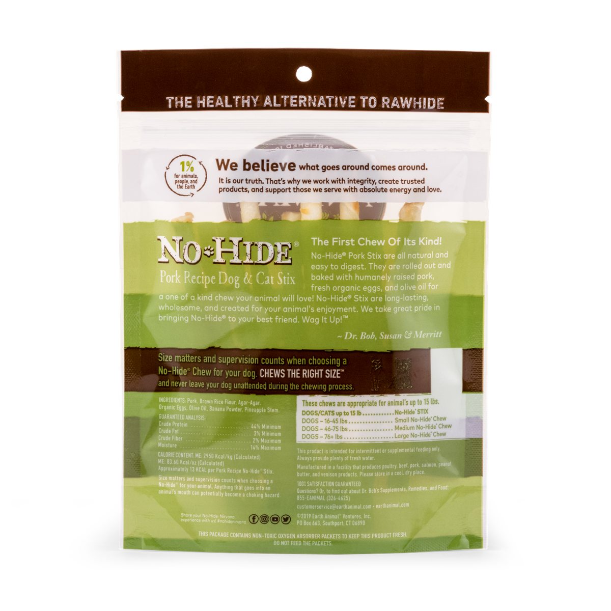Dog Chews Earth Animal No-Hide Pork Pet Stix Chews 10-Pack