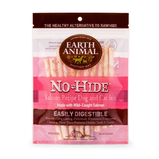 Dog Chews Earth Animal No-Hide Salmon Pet Stix Chews 10-Pack - Detail Angle 2 | Majestic Pet Kingdom