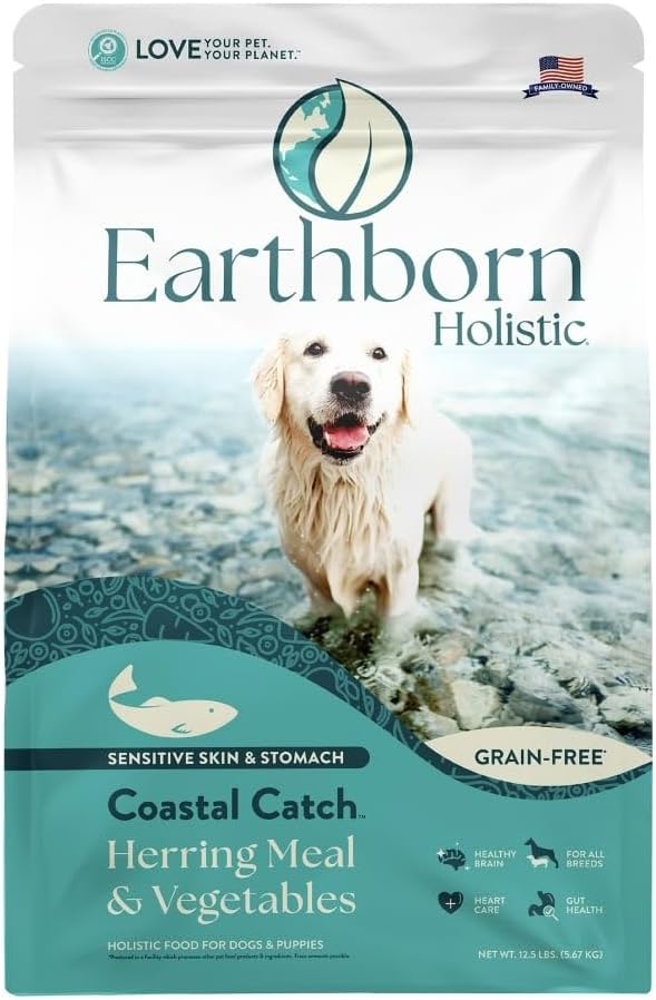 Dog Food Earthborn Grain Free Coastal Catch Fish Dry Kibble - Main Feature View | Majestic Pet Kingdom