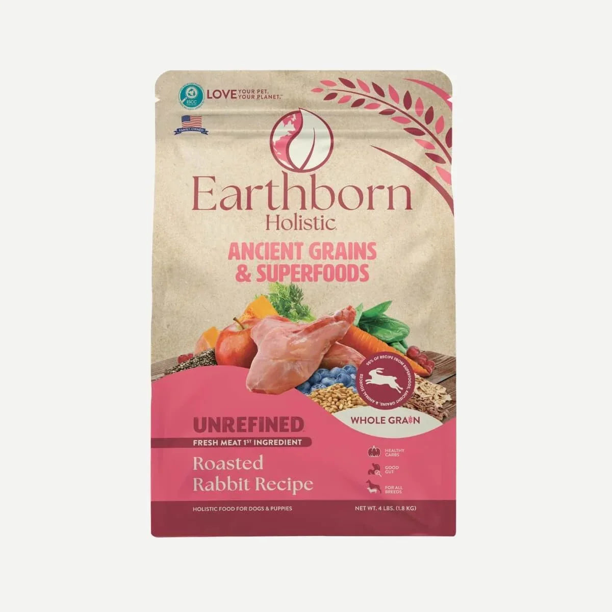 Dog Food Earthborn Unrefined Roasted Rabbit Ancient Grain Ba