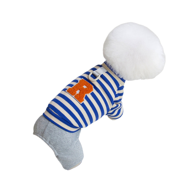 Autumn And Winter Puppy Clothing, Casual Striped Four-legged Thin Warm Hoodie, Small And Medium-sized Dog Bichon Frise Pet Clothing | Purrfect Pet Kingdom