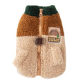 Wake Me In The Spring Squirrel Patch Pet Fleece Jacket, Color-Block Dog Coat With Leash Ring  Pockets | Purrfect Pet Kingdom