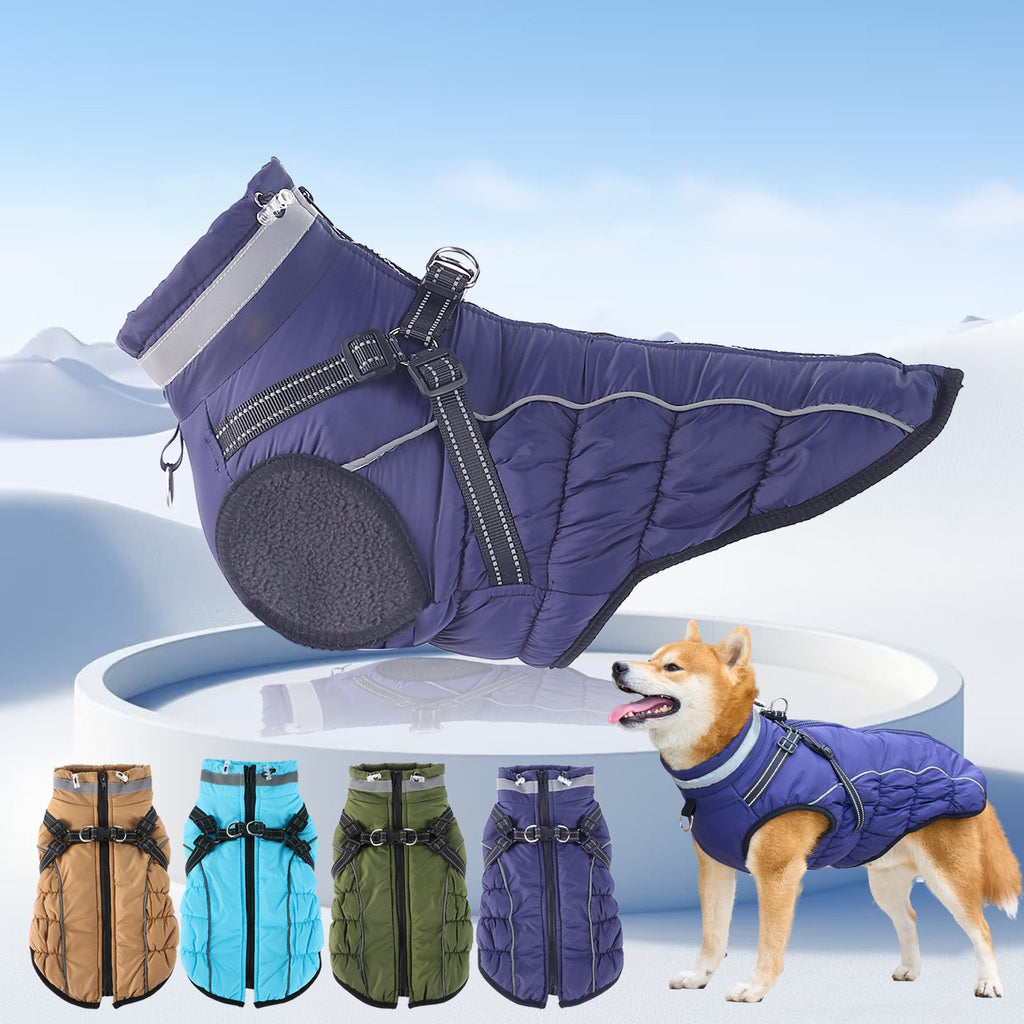 Warm Reflective Traction Coat Plus Fleece Waterproof Jacket - Premium Pet Accessory