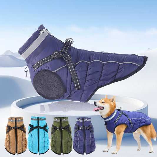 Warm Reflective Traction Coat Plus Fleece Waterproof Jacket - Premium Pet Accessory