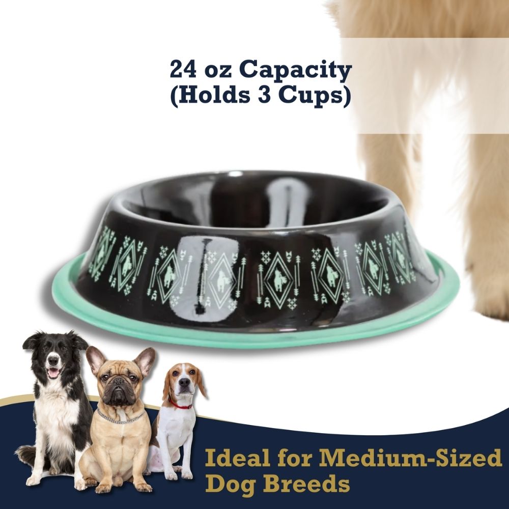 Non-Skid Boho Stainless Steel Dog Bowl with Unicorn Print