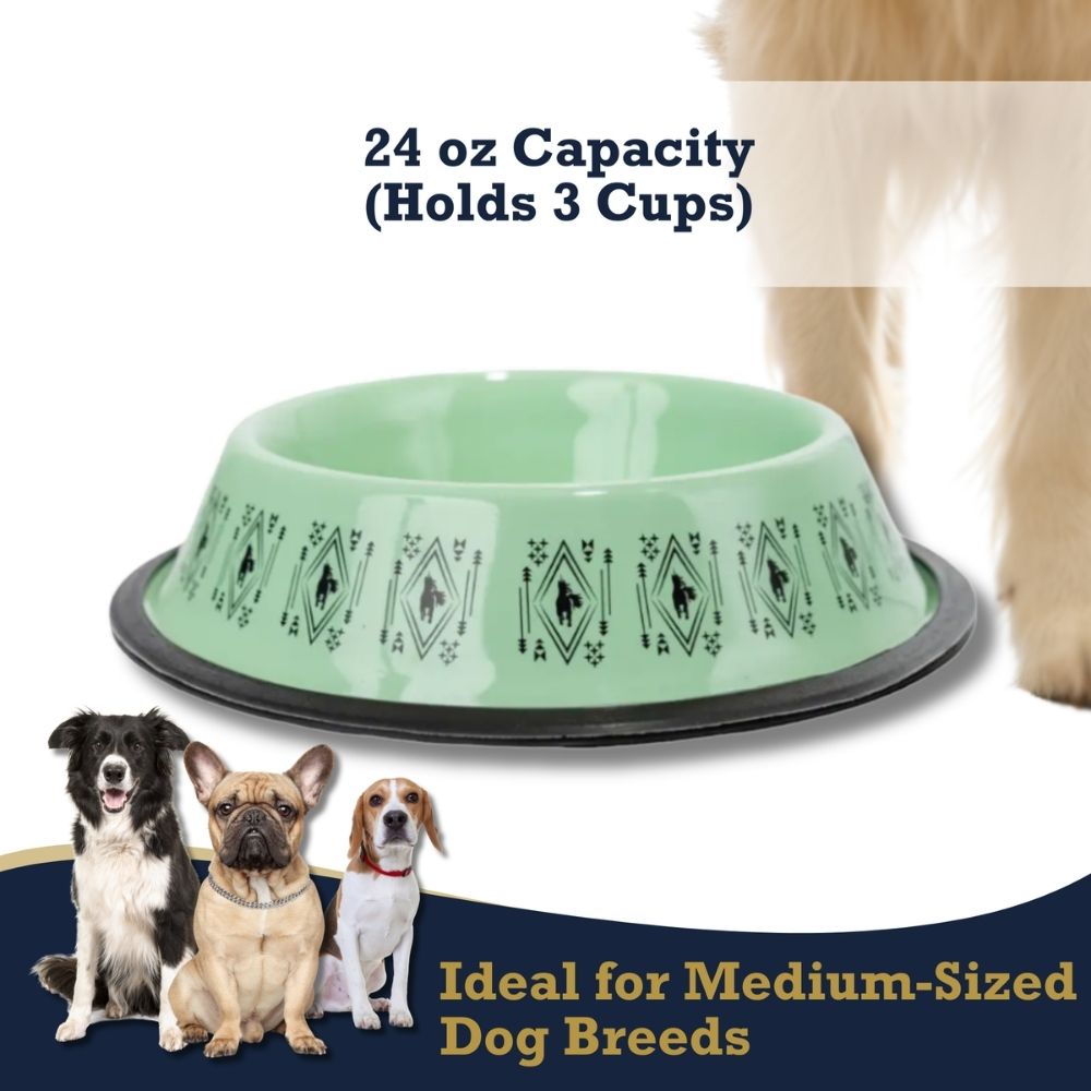 Non-Skid Boho Stainless Steel Dog Bowl with Unicorn Print