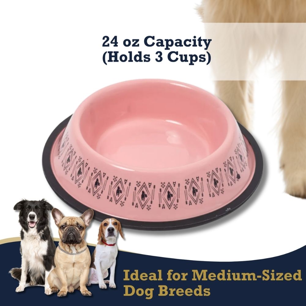 Non-Skid Boho Stainless Steel Dog Bowl with Unicorn Print