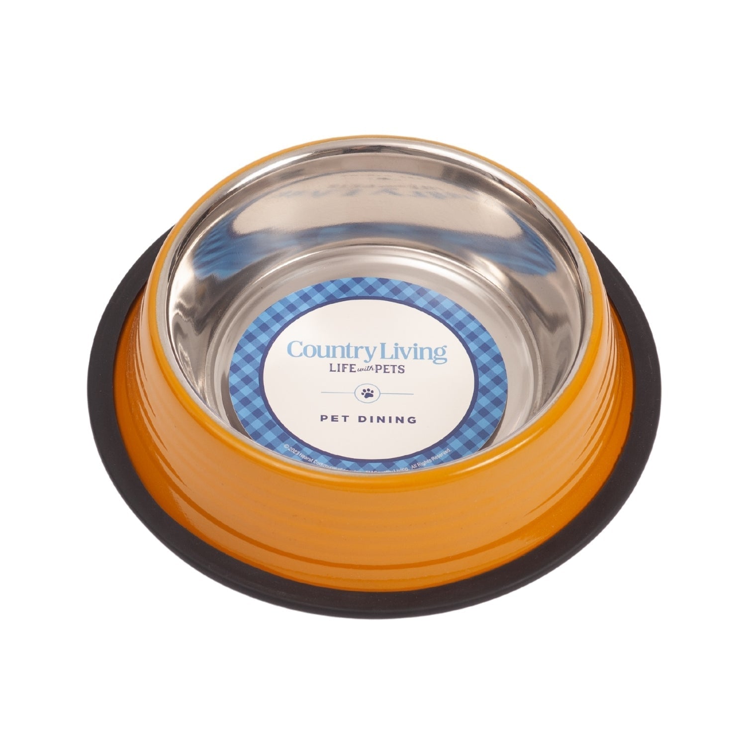 Dog Bowls Set of 2 Golden Yellow Ribbed Non-Slip Pet Dishes - Detail Angle 2 | Majestic Pet Kingdom