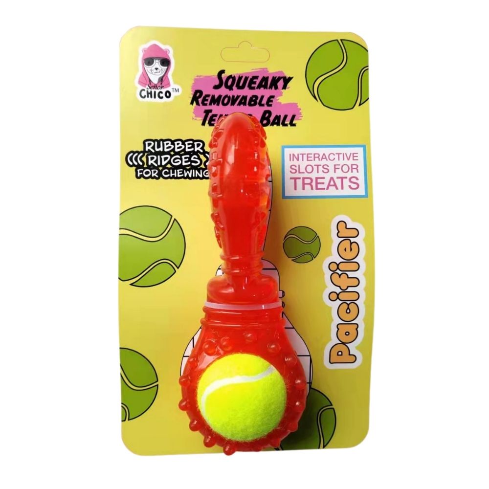 Dog Chew Toy TPR Interactive Treat Dispenser Squeaker Bone