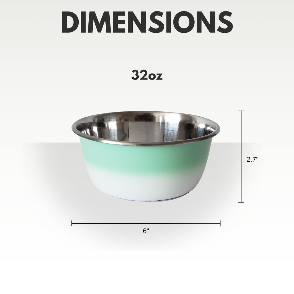 Stainless Steel Deep Dog Bowl Dish in Mint Green Finish - Majestic Pet Kingdom