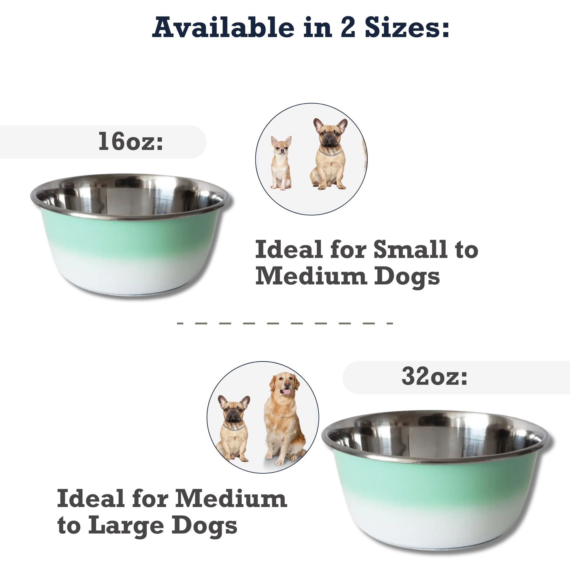 Stainless Steel Deep Dog Bowl Dish in Mint Green Finish - Majestic Pet Kingdom