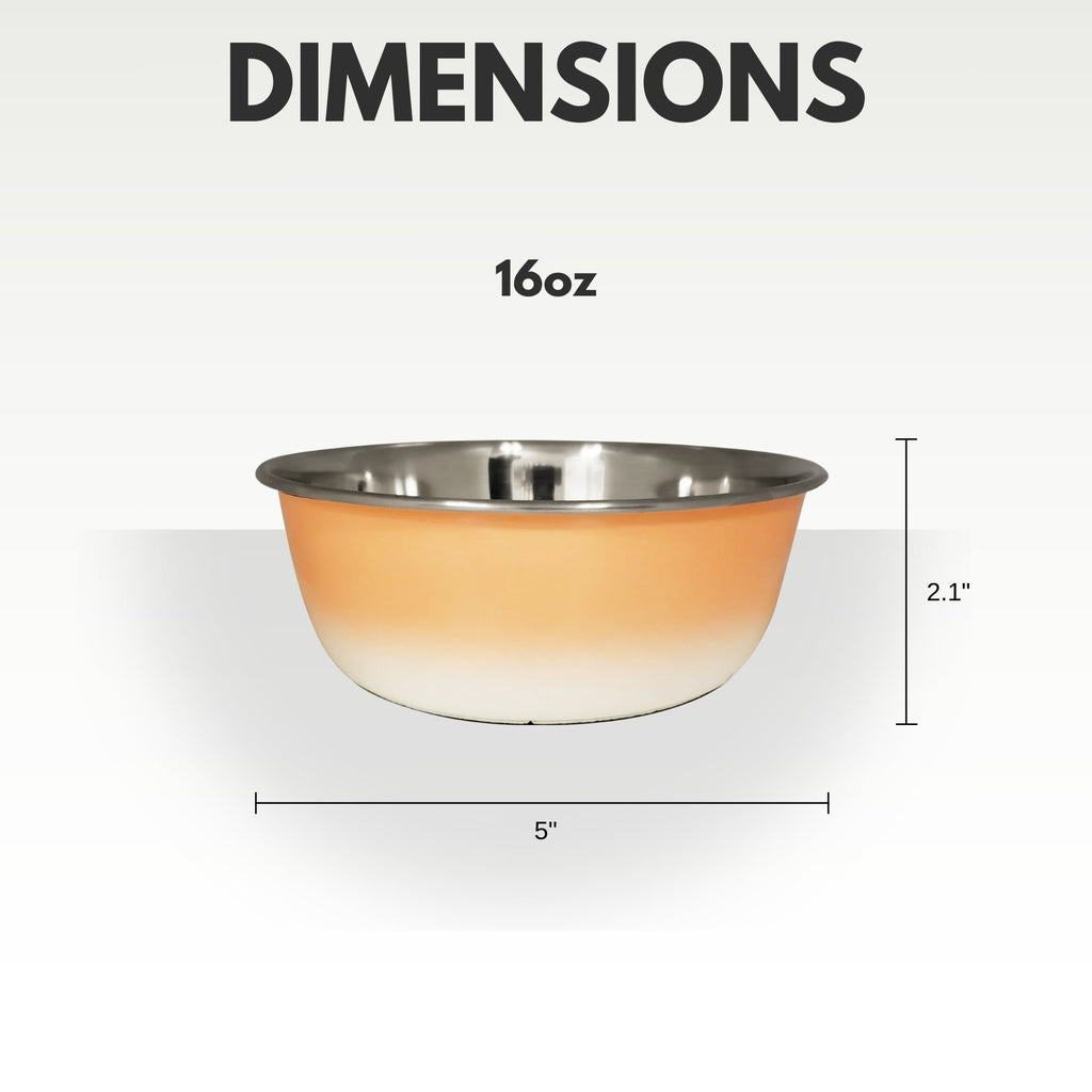 Stainless Steel Deep Dog Bowl Dish in Peach Coral Finish - Majestic Pet Kingdom