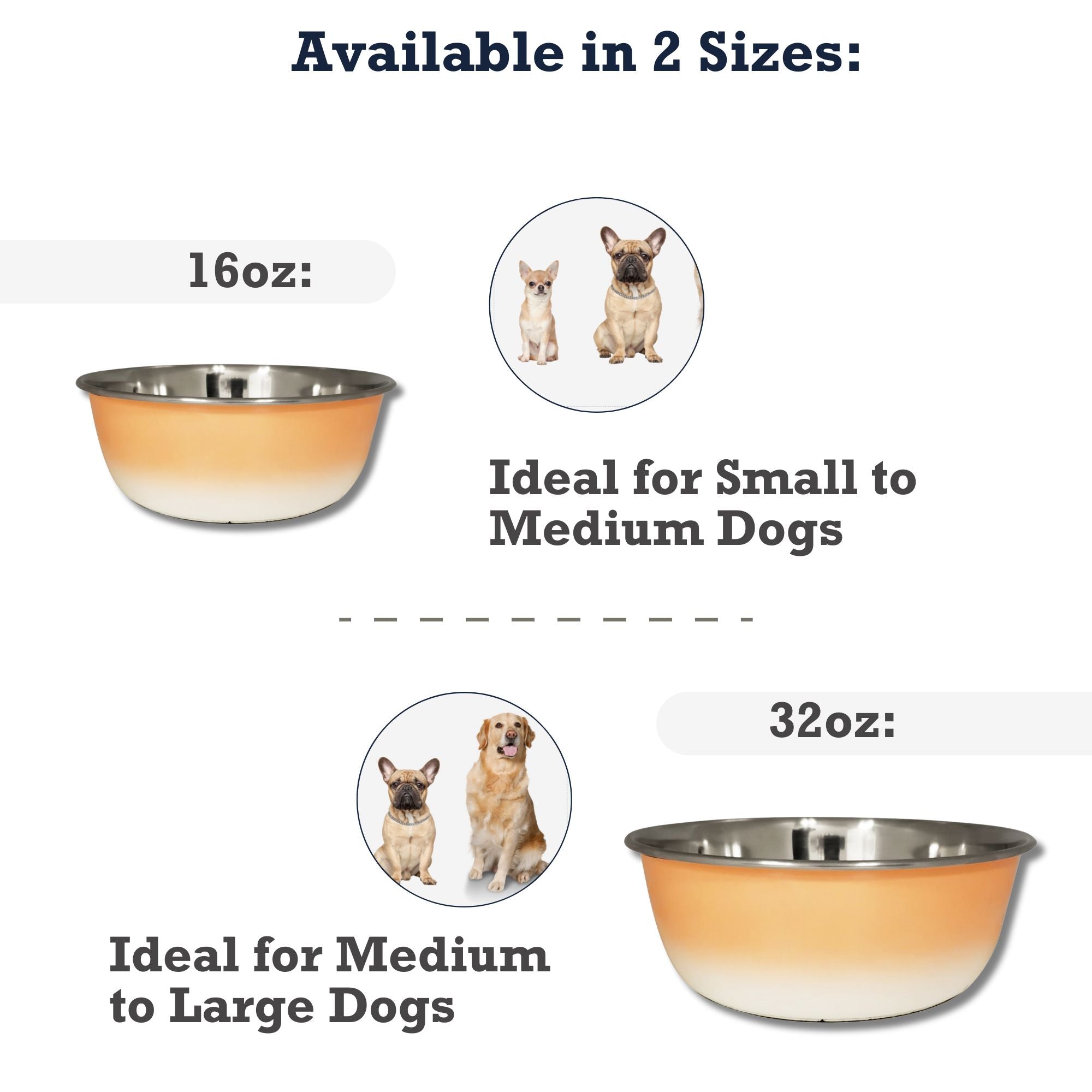 Stainless Steel Deep Dog Bowl Dish in Peach Coral Finish - Majestic Pet Kingdom