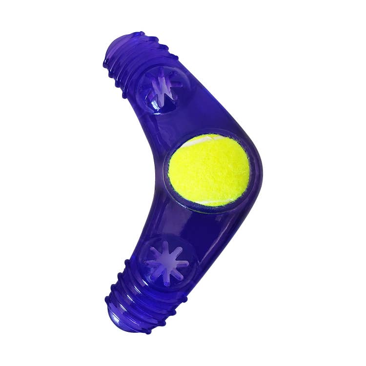 TPR Boomerang Dog Chew Toy with Squeaker Tennis Ball