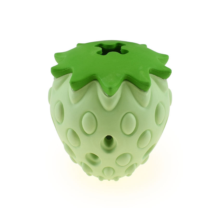Dog Chew Toy Chew-Resistant Strawberry Rubber Treat Dispenser - Detail Angle 5 | Majestic Pet Kingdom