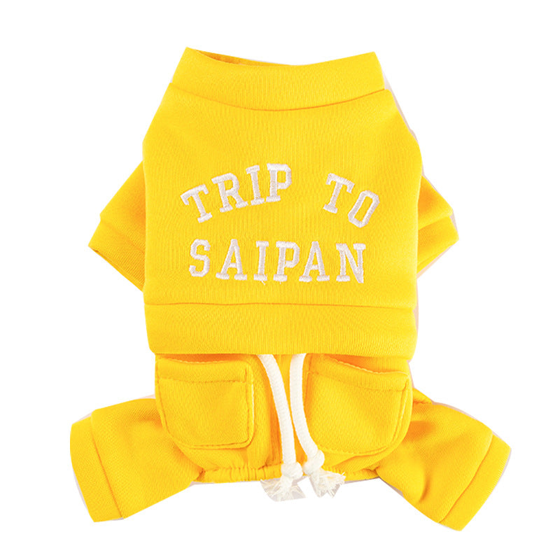 Puppy Clothes, Four-legged Warm Hoodie For Autumn And Winter, Thin Fleece Teddy Bear Cat Pet Clothes For Small And Medium-sized Dogs | Purrfect Pet Kingdom