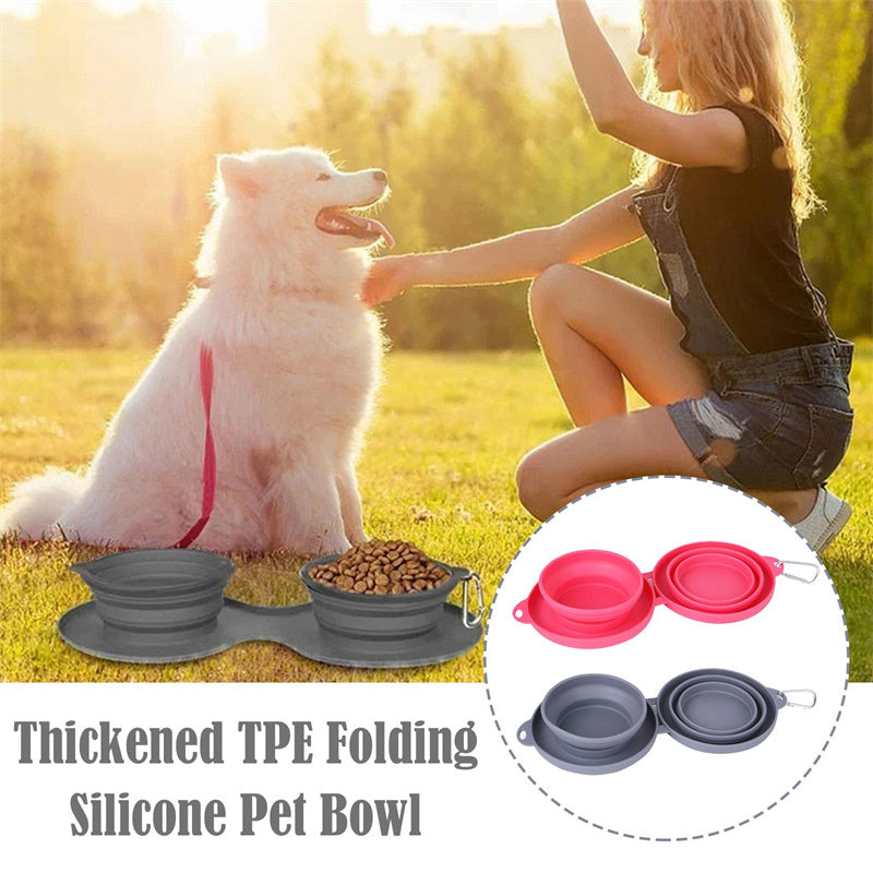 Dog Bowls Foldable Silicone Double Travel Food and Water Dish - Detail Angle 2 | Majestic Pet Kingdom
