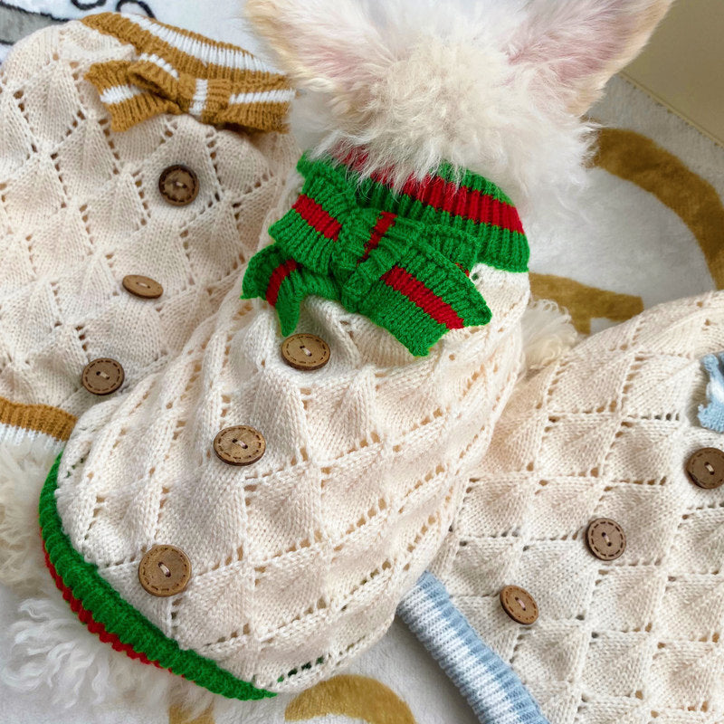 Hollow-out Knitted Sweater Pet Clothing Dog Apparel Knitted Sweater - Premium Pet Accessory