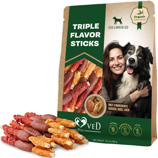 Dog Chews Duck and Chicken Wrapped Rawhide Dental Chews 8oz