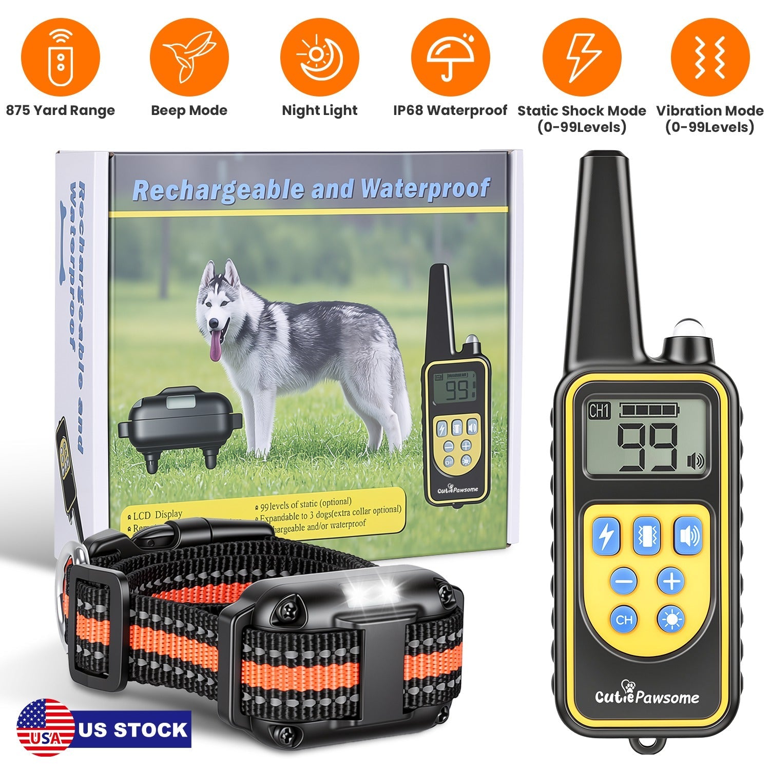 Rechargeable Dog Training Collar with Remote – 875 Yard Range - Majestic Pet Kingdom