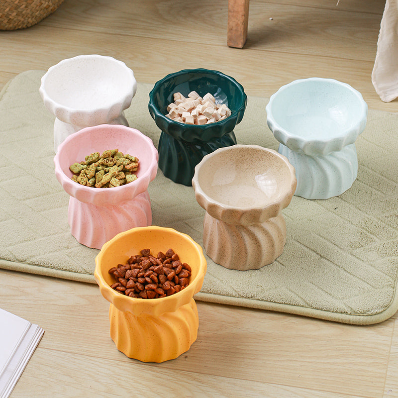 Cat Bowl Ceramic Food Basin Pet High Feet Anti-Tipping - Majestic Pet Kingdom