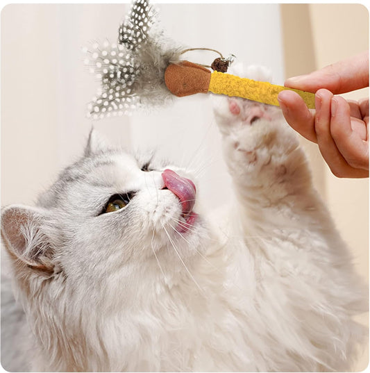 Cat Chew Sticks Catnip Chew Toys With Feather Funny Cat Feather Toys Silvervine Sticks For Cats Teeth Cleaning Chewing Relax | Purrfect Pet Kingdom