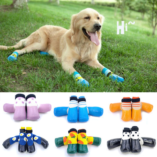 Dog Socks Soft Soled Waterproof Anti-Scratch Paw Booties 4pk