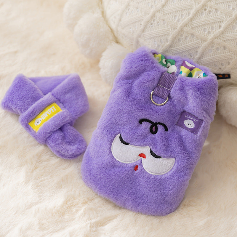 Autumn And Winter Korean Version New Dog Cute Cartoon Little Bear Sportswear Cat Teddy Pet Clothing With Scarf - Majestic Pet Kingdom
