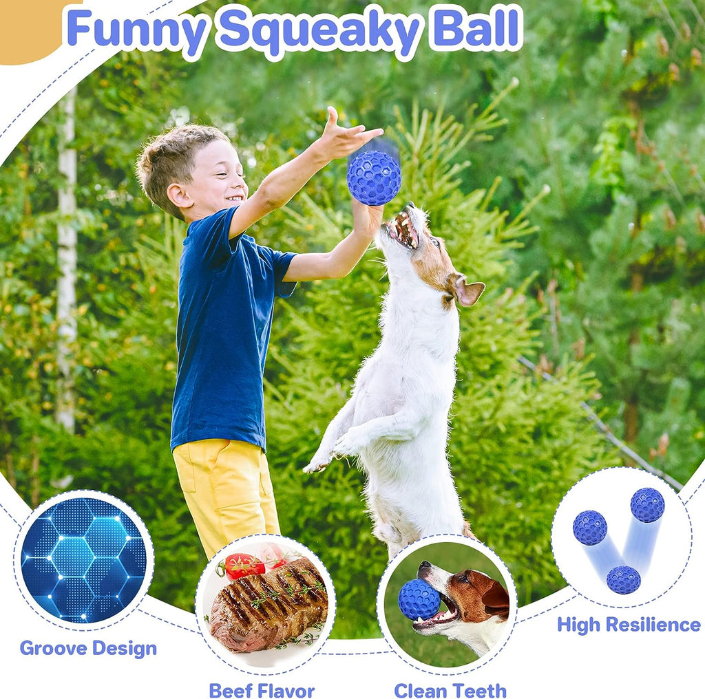 Indestructible Squeaky Dog Ball Relieves Anxiety Cleans Teeth Interactive Chew Toy For Aggressive Chewers Dog Toy For Large Breeds Outdoor Waterproof