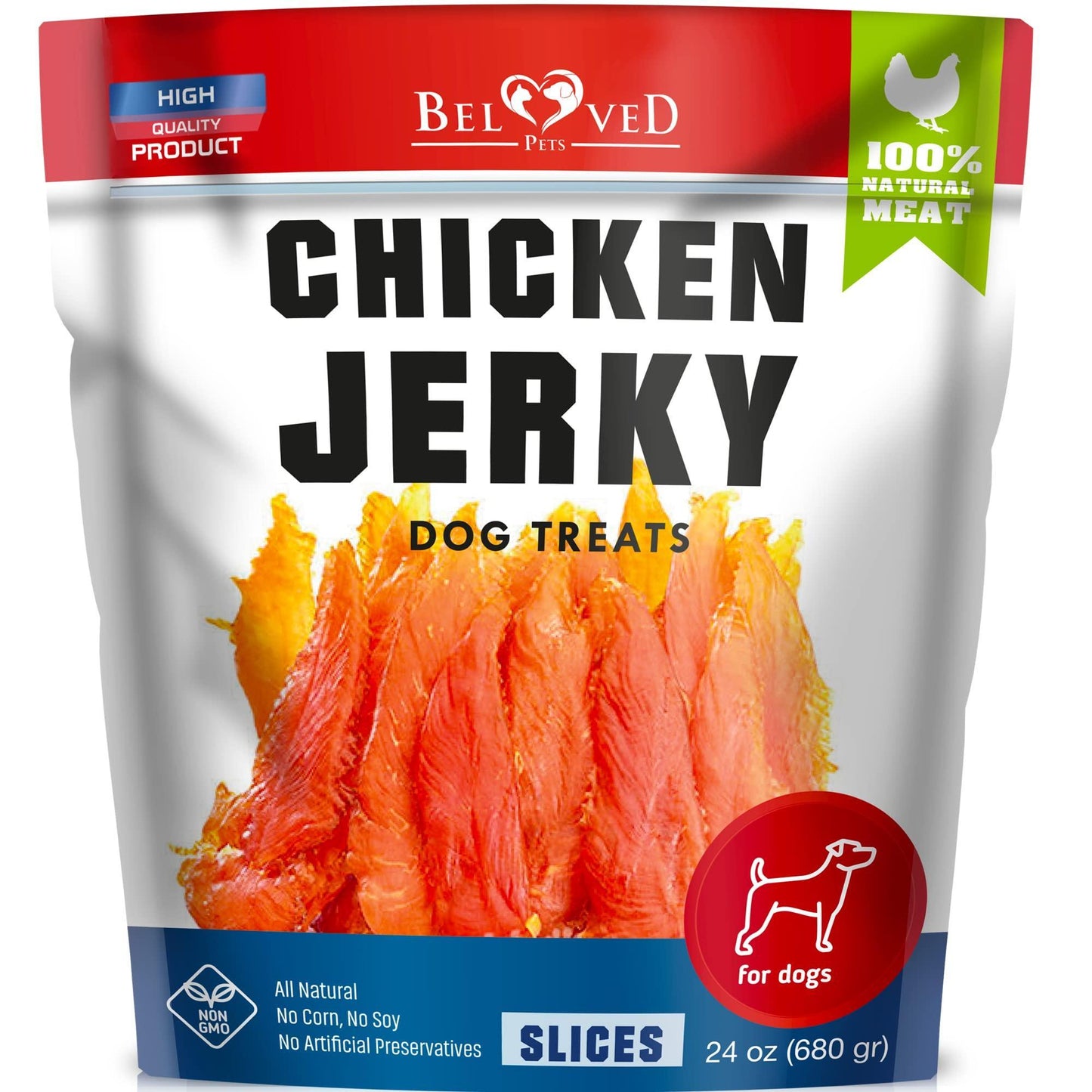 Chicken Jerky Dog Treats - Human-Grade & Grain-Free 1.5lb