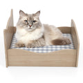 Elevated Pet Bed Frame with Rails and Cute Headboards-Walnut
