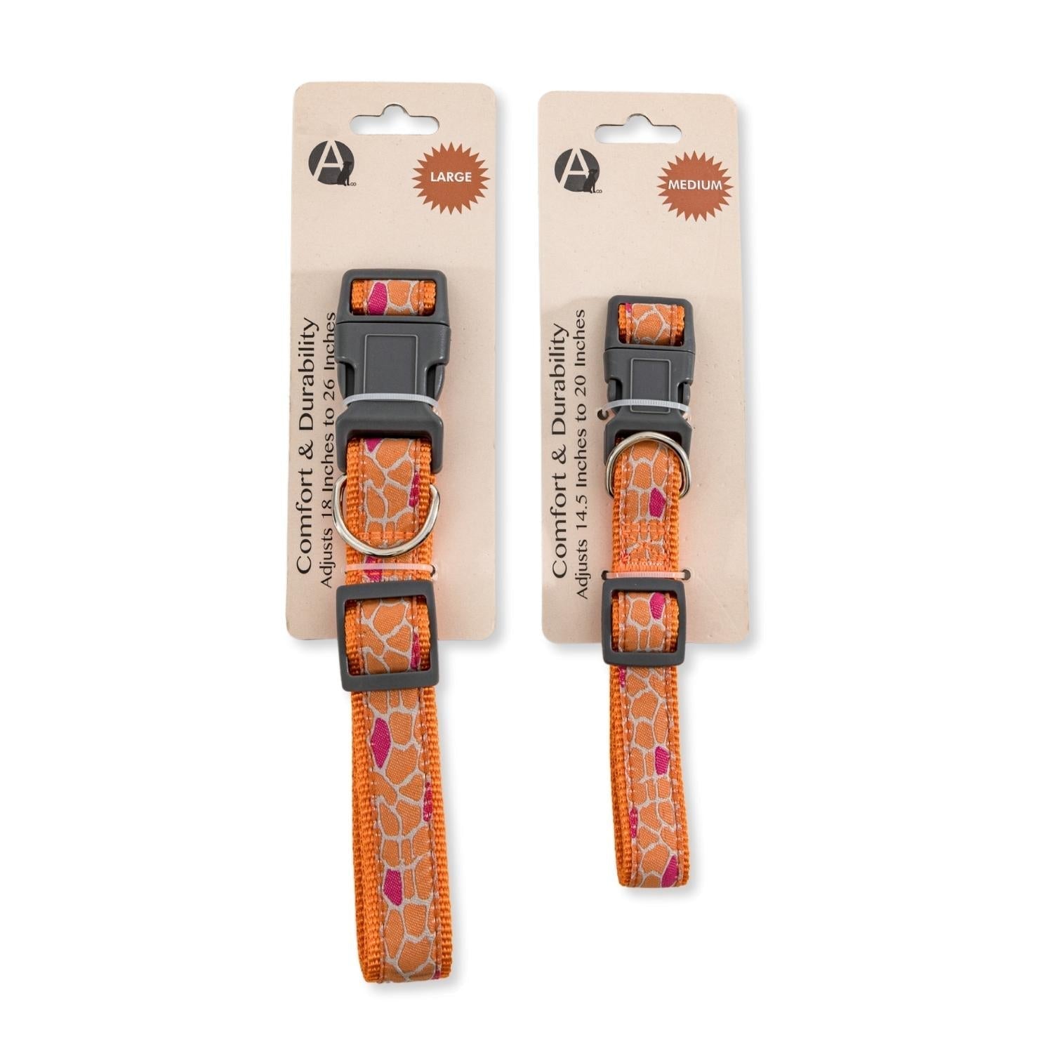 Adjustable Nylon Dog Collar with Giraffe Animal Print