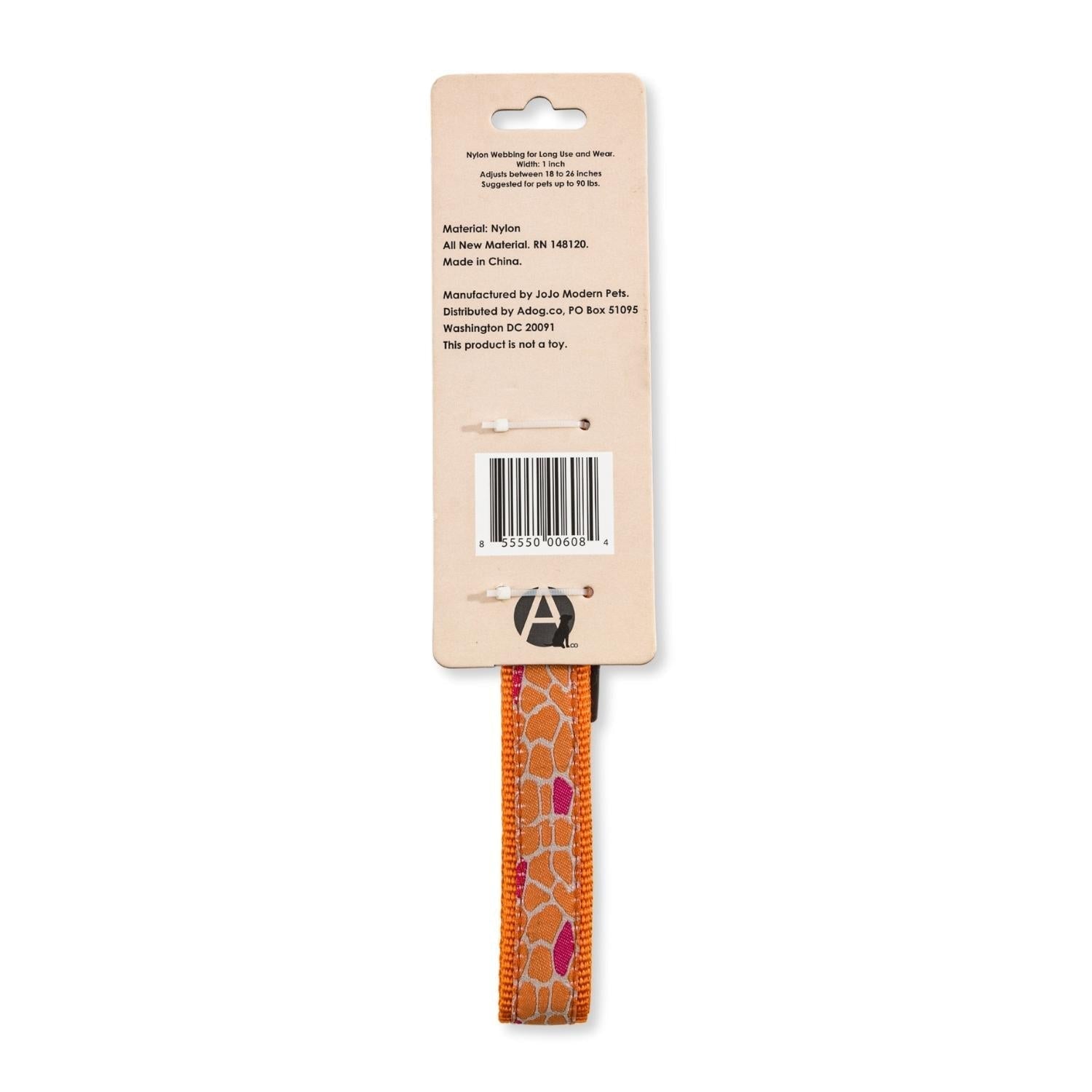 Adjustable Nylon Dog Collar with Giraffe Animal Print
