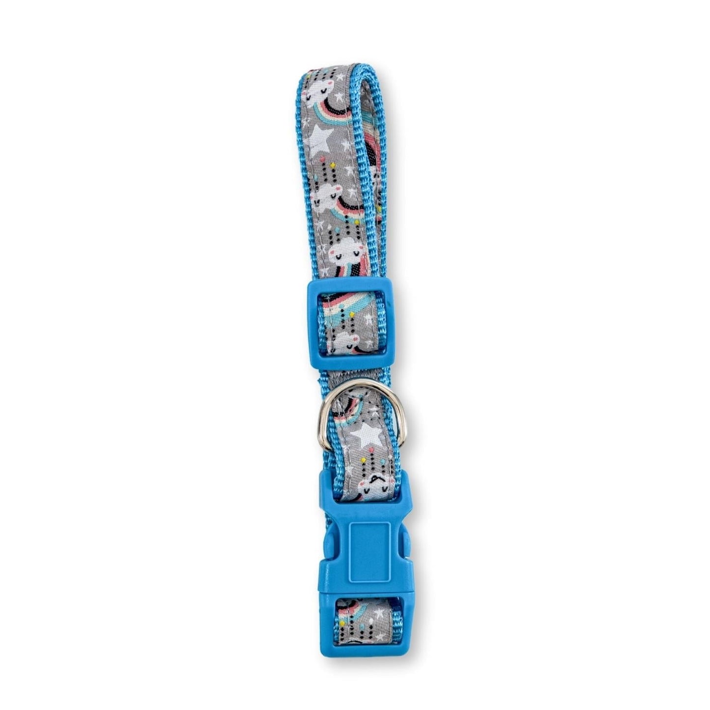 Nylon Dog Collar with Embroidered Rainbow Design