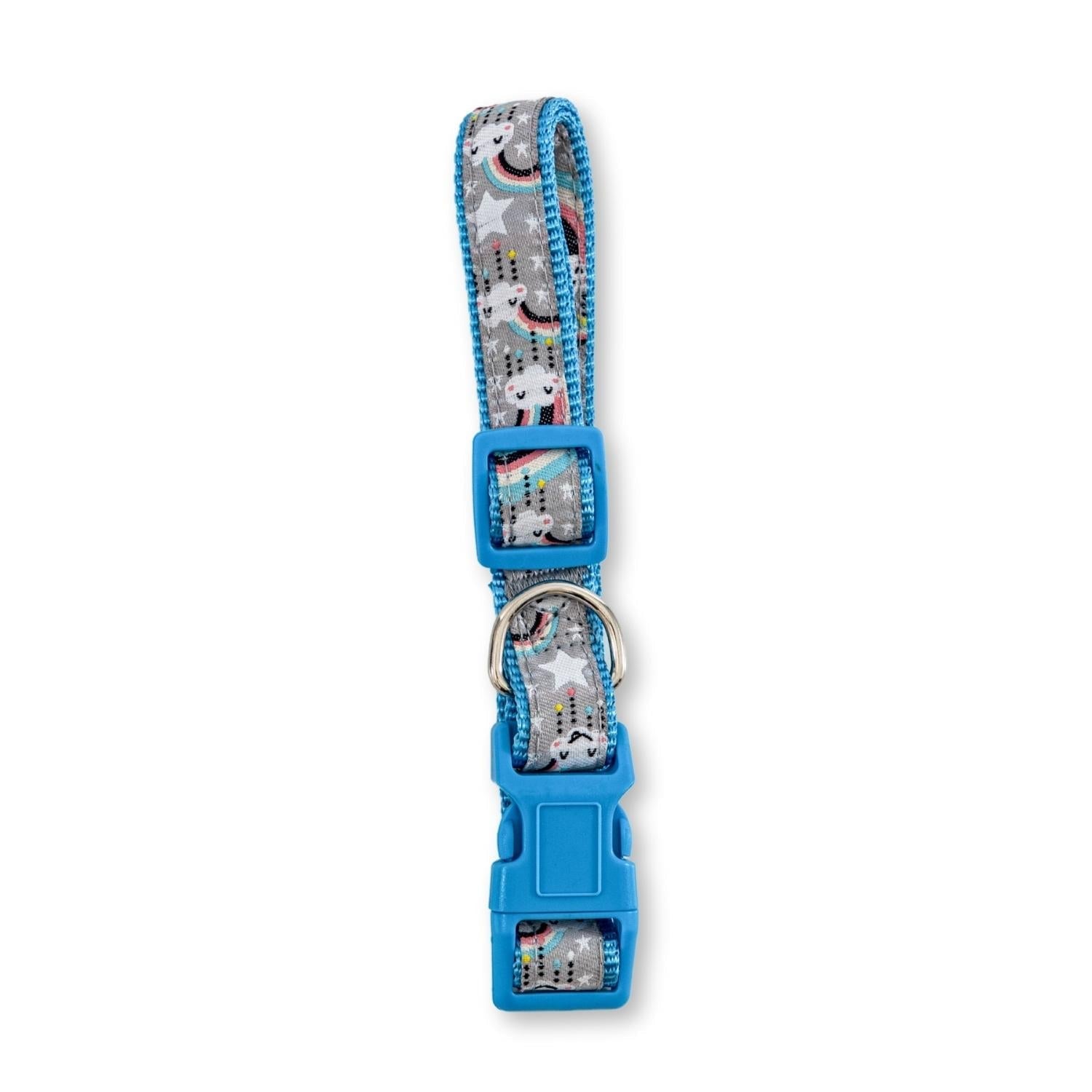 Nylon Dog Collar with Embroidered Rainbow Design