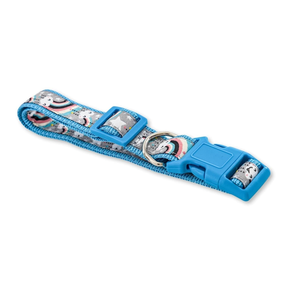 Nylon Dog Collar with Embroidered Rainbow Design
