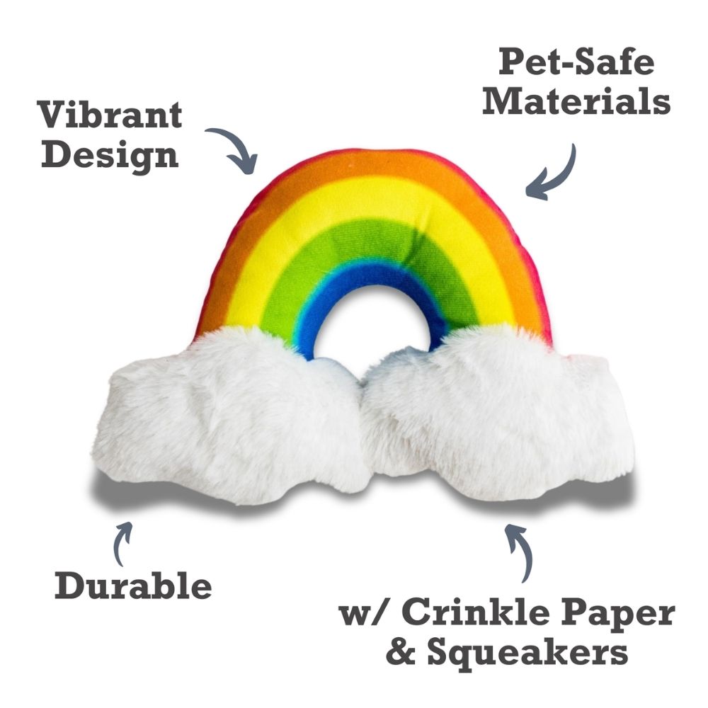 Magical Rainbow Plush Squeaky Dog Toy with Crinkle Paper