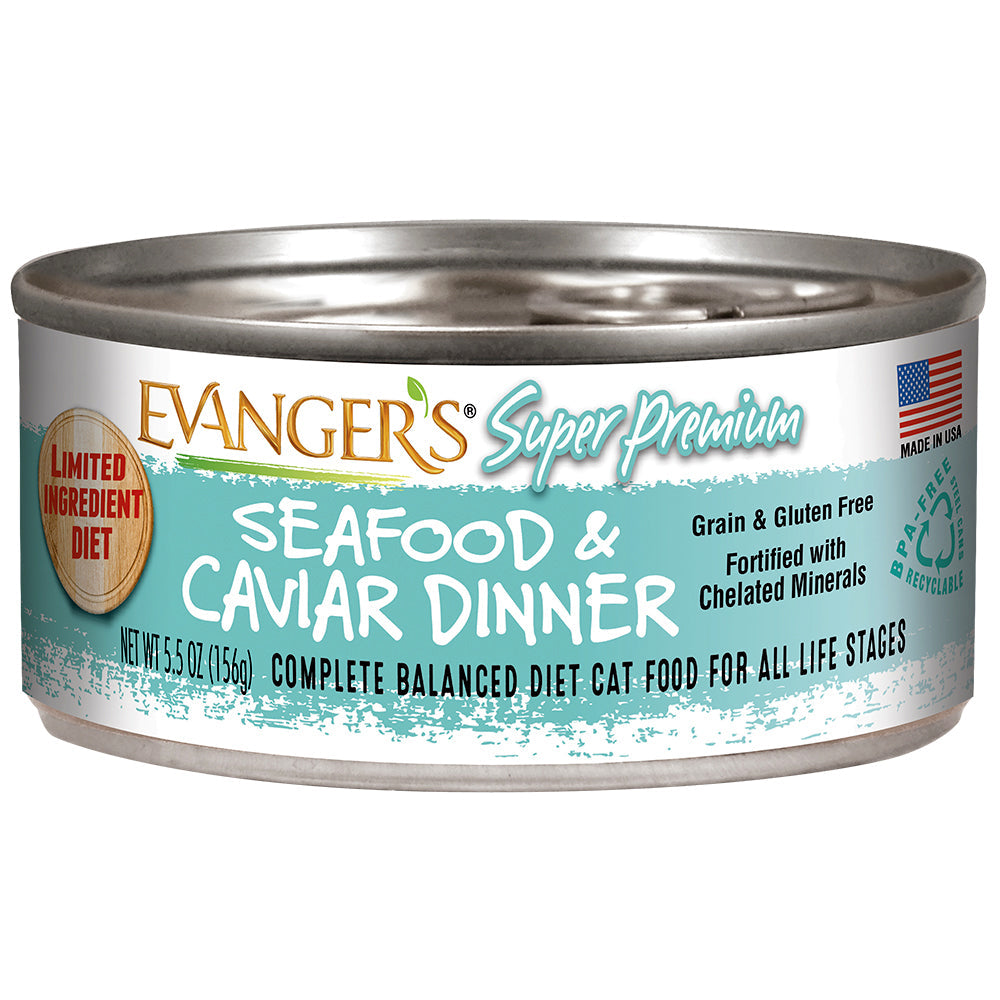 Evanger's All Life Stages Super Premium Seafood & Caviar Dinner Wet Cat Food (5.5oz) - Majestic Pet Kingdom