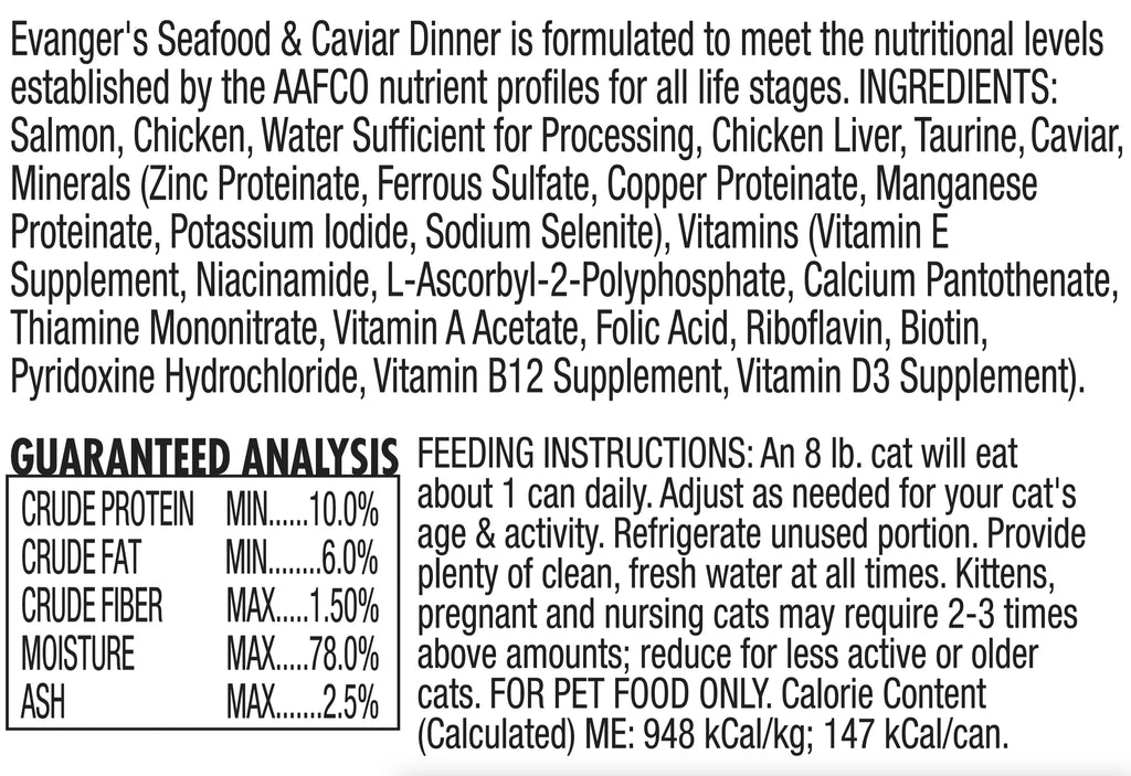 Evanger's All Life Stages Super Premium Seafood & Caviar Dinner Wet Cat Food (5.5oz) - Majestic Pet Kingdom