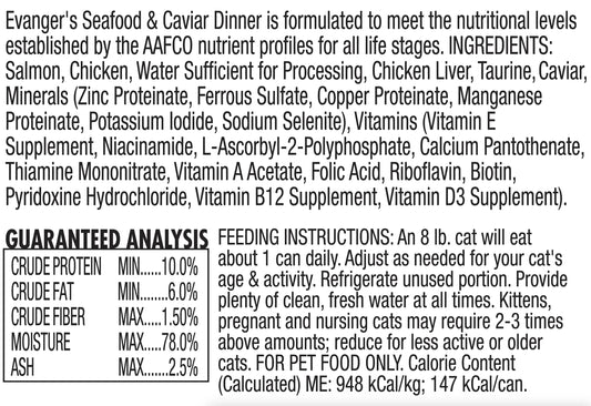 Evanger's All Life Stages Super Premium Seafood & Caviar Dinner Wet Cat Food (5.5oz) - Majestic Pet Kingdom