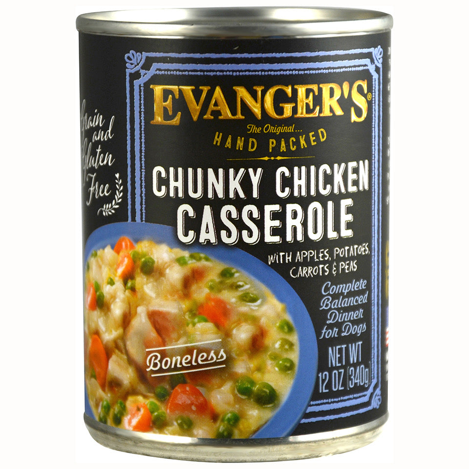 Evanger's All Life Stages Chunky Chicken Casserole Wet Dog Can (12oz) - Majestic Pet Kingdom