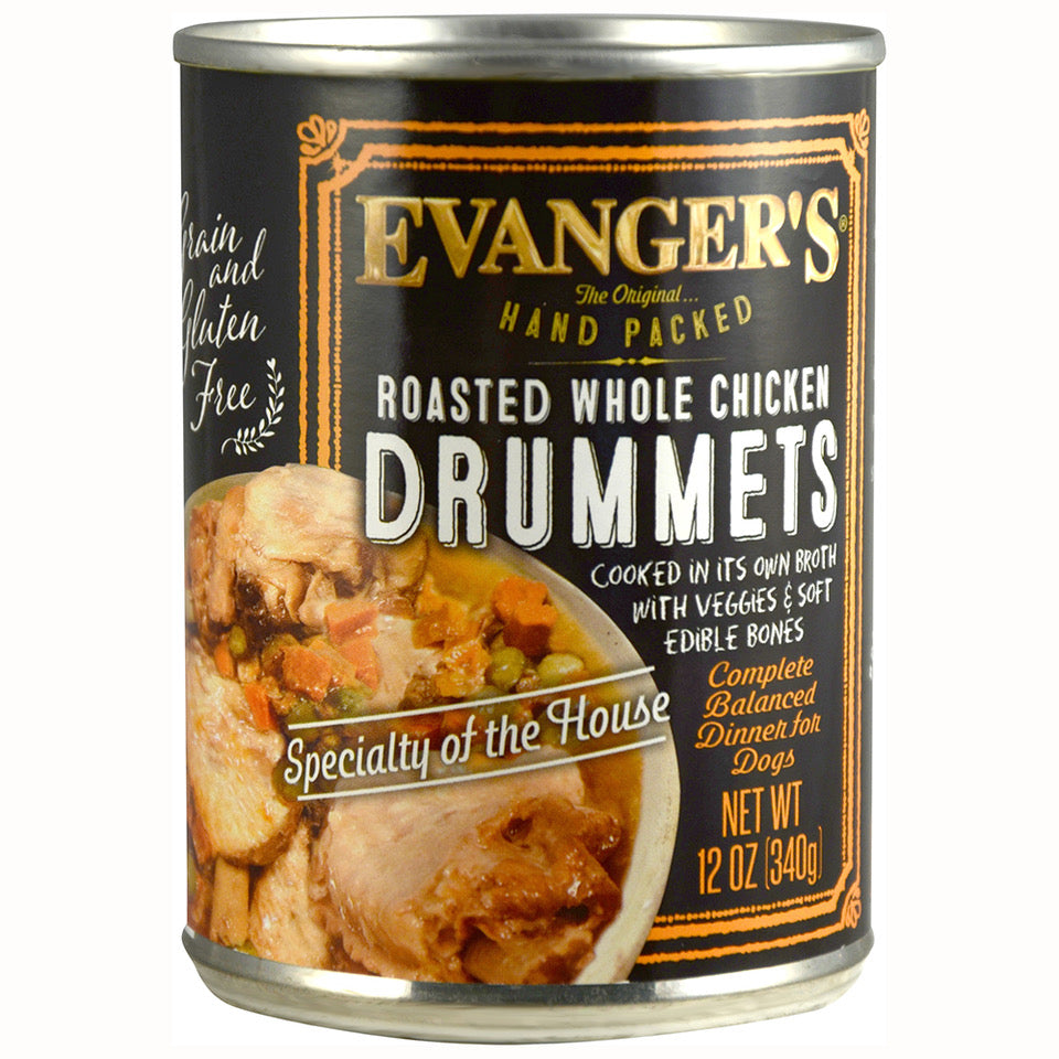 Evanger's All Life Stages Roasted Chicken Drummet Dinner Wet Dog Can (12oz) - Majestic Pet Kingdom