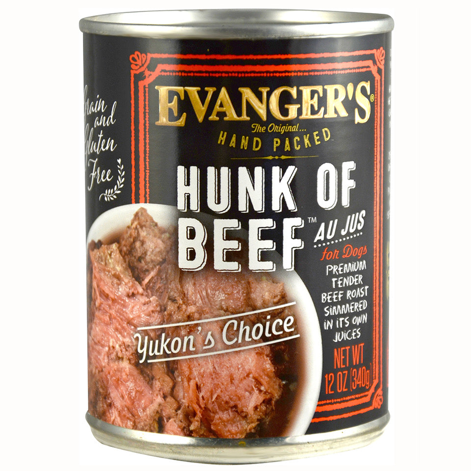 Evanger's All Life Stages Hunk of Beef Wet Dog Can (12oz) - Majestic Pet Kingdom