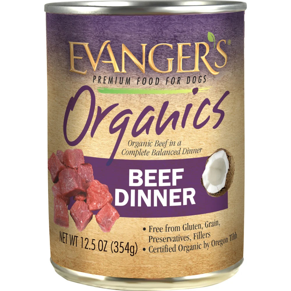 Evanger's Organics All Life Stages Beef Dinner Wet Dog Can (12.5oz) - Majestic Pet Kingdom