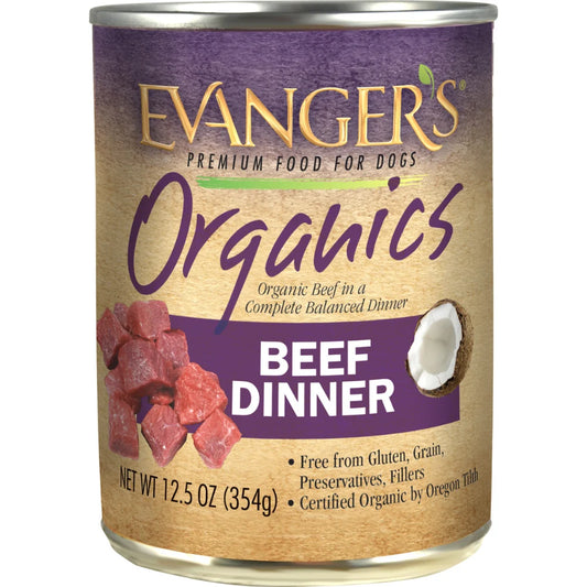 Evanger's Organics All Life Stages Beef Dinner Wet Dog Can (12.5oz) - Majestic Pet Kingdom